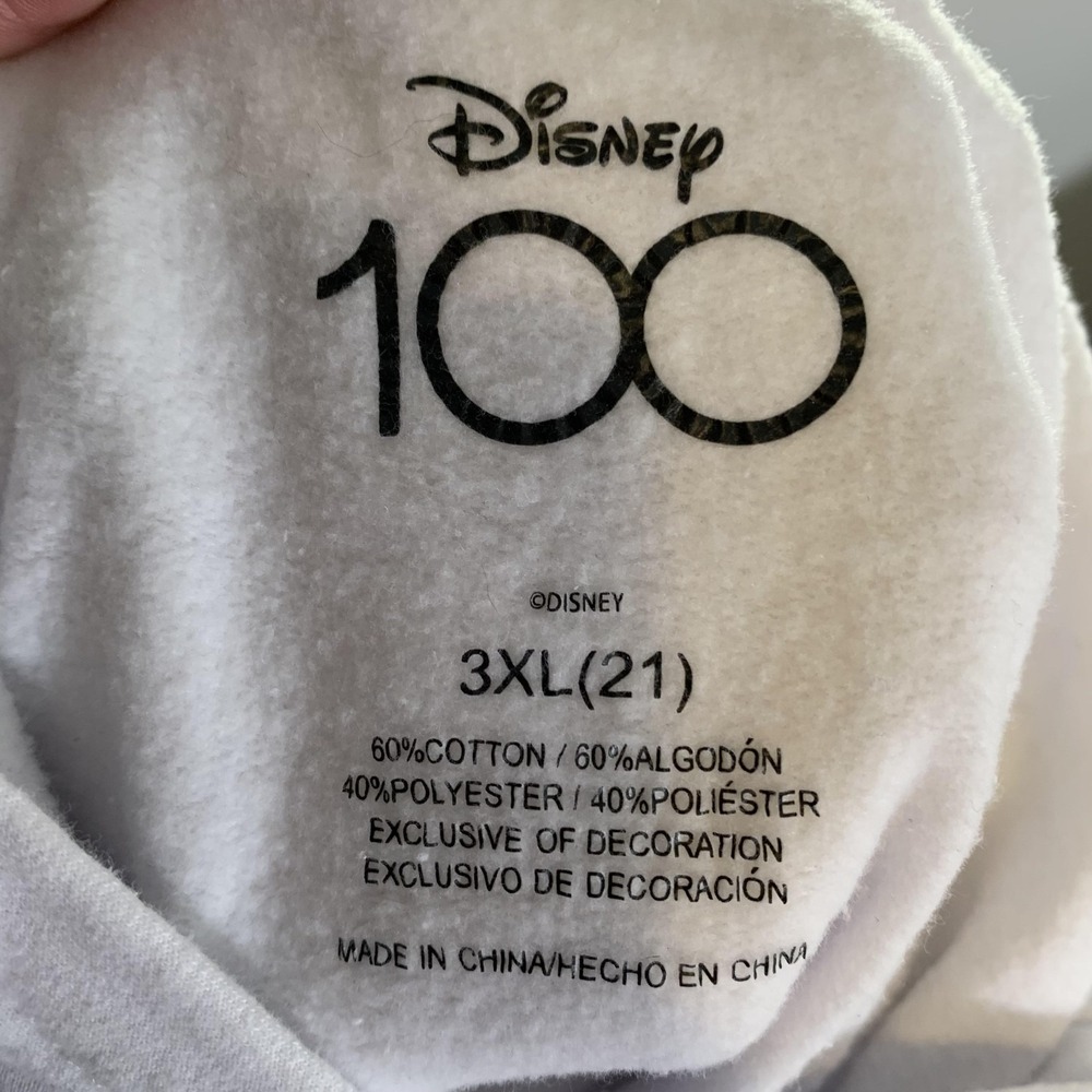 Disney Hoodie Women 3XL White 100 Years Of Wonder Mickey Pooh Stitch Tinker Bell - Picture 6 of 9